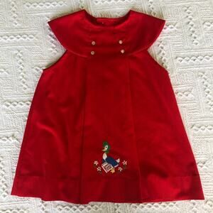 Vintage Beatrix Potter Red Jemima Puddleduck Embroidered Dress 70s 80s 4T Rare